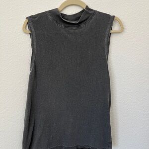 We The Free Charcoal Sleeveless High Neck Muscle Tee